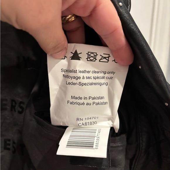 MAURITIUS Black Leather Saddy Studded Moto Jacket Size - Picture 8 of 10